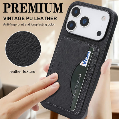 HGUANCASE For iPhone 17 Pro Max Case Vintage Leather TPU Phone Cover with Magnetic Card Holder Kickstand