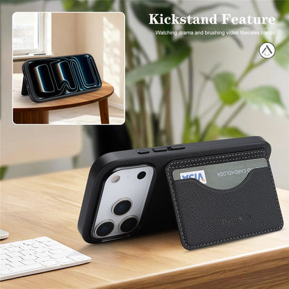 HGUANCASE For iPhone 17 Pro Max Case Vintage Leather TPU Phone Cover with Magnetic Card Holder Kickstand