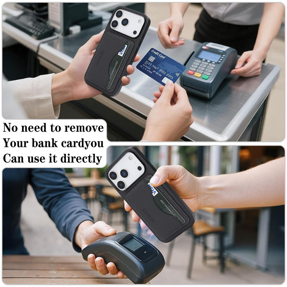 HGUANCASE For iPhone 17 Pro Max Case Vintage Leather TPU Phone Cover with Magnetic Card Holder Kickstand