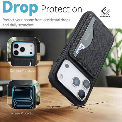HGUANCASE For iPhone 17 Pro Max Case Vintage Leather TPU Phone Cover with Magnetic Card Holder Kickstand