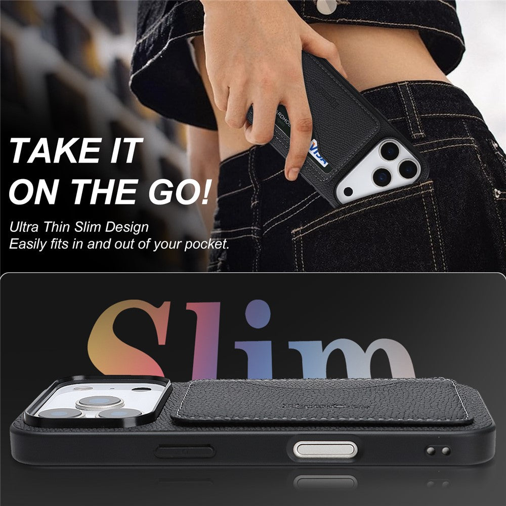 HGUANCASE For iPhone 17 Pro Max Case Vintage Leather TPU Phone Cover with Magnetic Card Holder Kickstand
