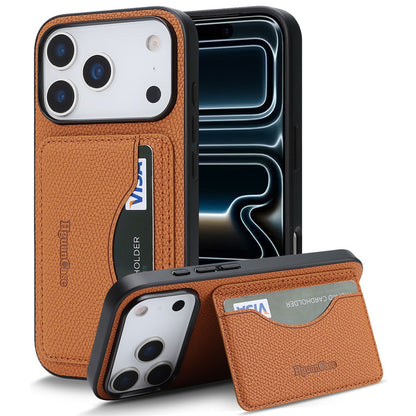 HGUANCASE For iPhone 17 Pro Max Case Vintage Leather TPU Phone Cover with Magnetic Card Holder Kickstand
