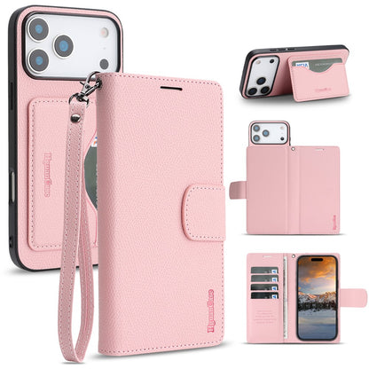 HGUANCASE For iPhone 17 Pro Max Case Wallet Stand Detachable Vintage Leather Phone Cover with Wrist Strap