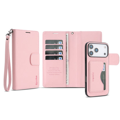 HGUANCASE For iPhone 17 Pro Max Case Wallet Stand Detachable Vintage Leather Phone Cover with Wrist Strap