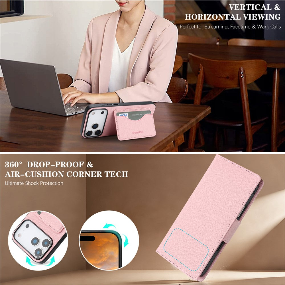 HGUANCASE For iPhone 17 Pro Max Case Wallet Stand Detachable Vintage Leather Phone Cover with Wrist Strap
