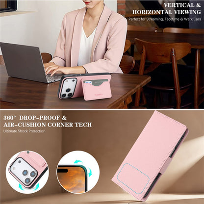 HGUANCASE For iPhone 17 Pro Max Case Wallet Stand Detachable Vintage Leather Phone Cover with Wrist Strap