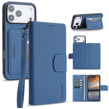 HGUANCASE For iPhone 17 Pro Max Case Wallet Stand Detachable Vintage Leather Phone Cover with Wrist Strap