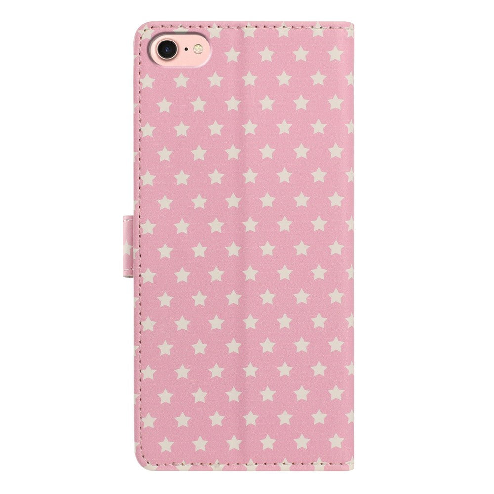 For iPhone 17e / 16e Case Star Pattern PU Leather Wallet Stand Phone Cover with Wrist Strap