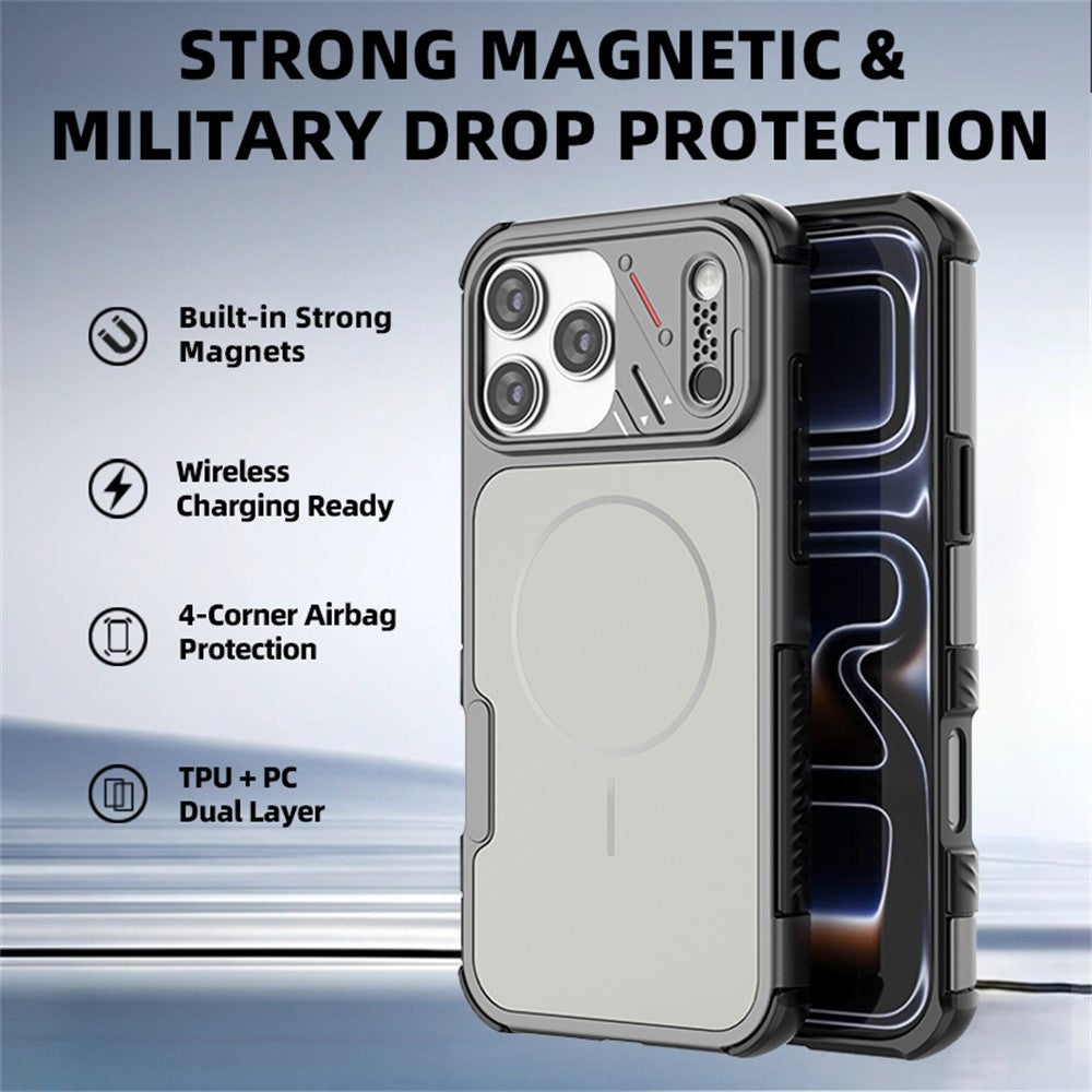 For iPhone 17 Pro Max Case Shockproof Airbag PC+TPU Phone Cover Compatible with MagSafe