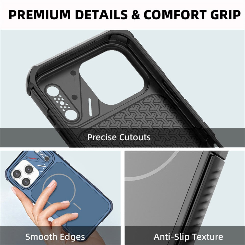For iPhone 17 Pro Max Case Shockproof Airbag PC+TPU Phone Cover Compatible with MagSafe