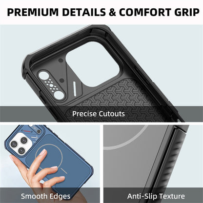 For iPhone 17 Pro Max Case Shockproof Airbag PC+TPU Phone Cover Compatible with MagSafe