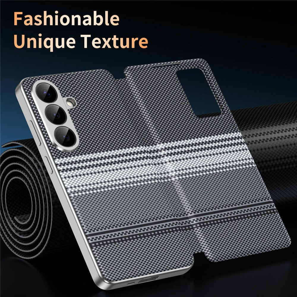 For Samsung Galaxy S26+ Case Card Slot View Window Gradient Color Checkered Pattern Leather Phone Cover