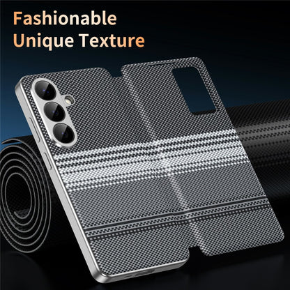 For Samsung Galaxy S26+ Case Card Slot View Window Gradient Color Checkered Pattern Leather Phone Cover