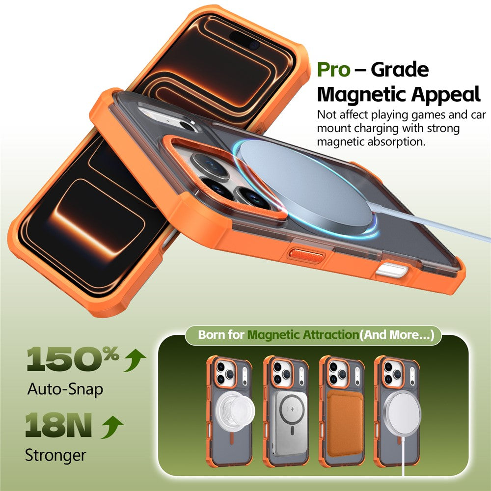 For iPhone 17 Pro Max Magnetic Case Electroplated Frame Skin-touch TPU+PC Phone Cover