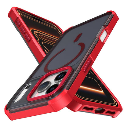 For iPhone 17 Pro Max Magnetic Case Electroplated Frame Skin-touch TPU+PC Phone Cover