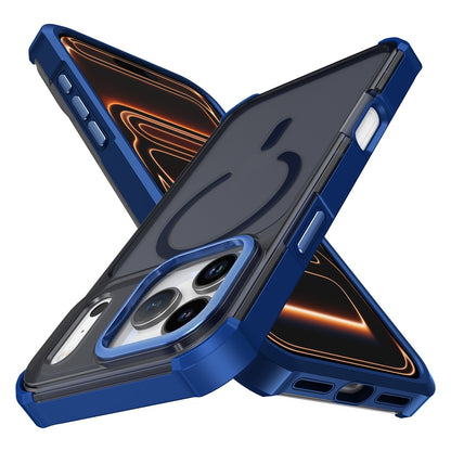 For iPhone 17 Pro Max Magnetic Case Electroplated Frame Skin-touch TPU+PC Phone Cover