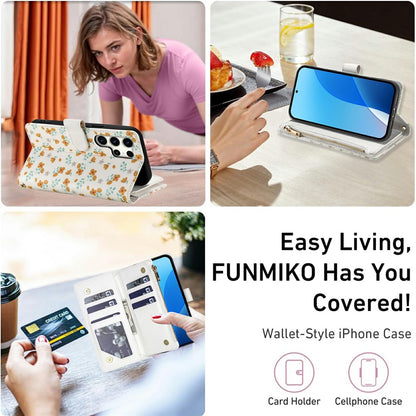 For Samsung Galaxy S25 Ultra Leather Case with Wrist Strap   /   Shoulder Strap Rhombic Floral Pattern Zipper Wallet Phone Cover