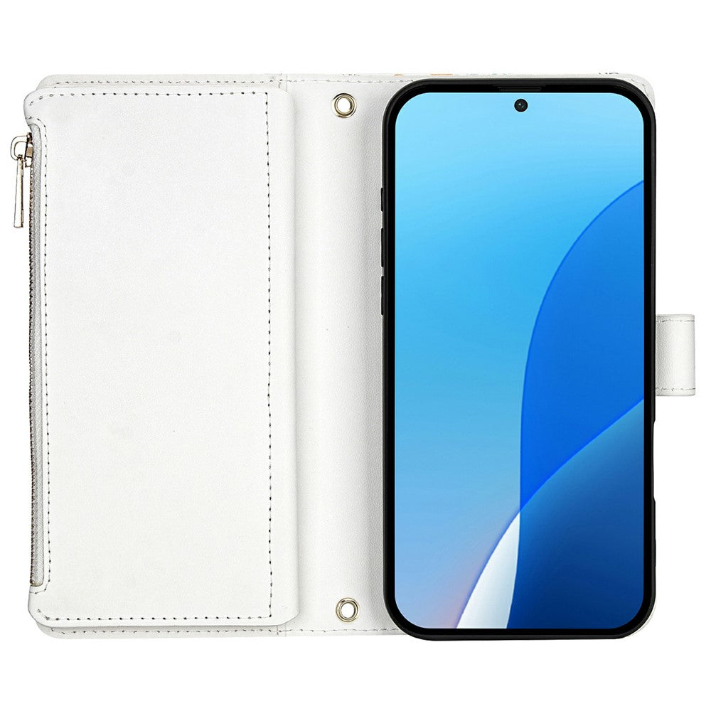 For Samsung Galaxy S25 Ultra Leather Case with Wrist Strap   /   Shoulder Strap Rhombic Floral Pattern Zipper Wallet Phone Cover