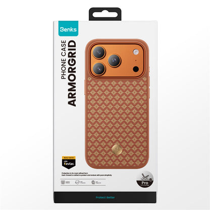 BENKS for iPhone 17 Pro Magnetic Case Aramid Fiber Shockproof Cover with Golden Badge Decor