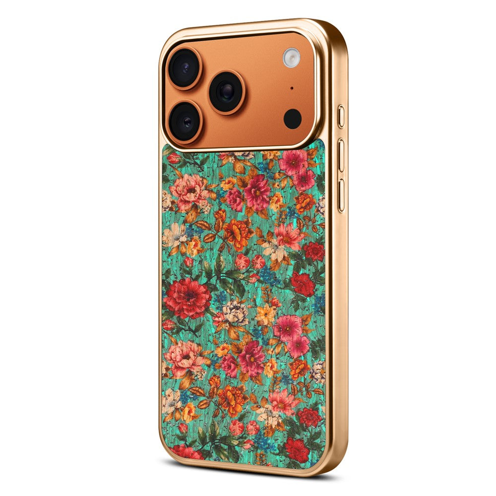 For iPhone 17 Pro Magnetic Case Floral Pattern PU Leather Coated PC+TPU Shockproof Cover