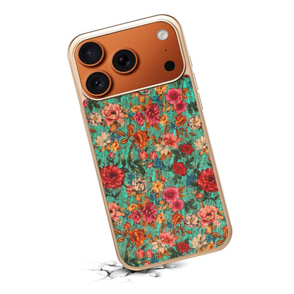 For iPhone 17 Pro Magnetic Case Floral Pattern PU Leather Coated PC+TPU Shockproof Cover