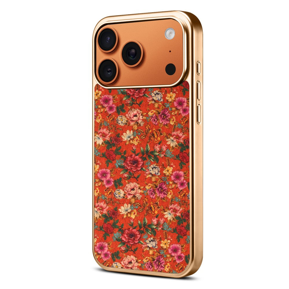 For iPhone 17 Pro Magnetic Case Floral Pattern PU Leather Coated PC+TPU Shockproof Cover