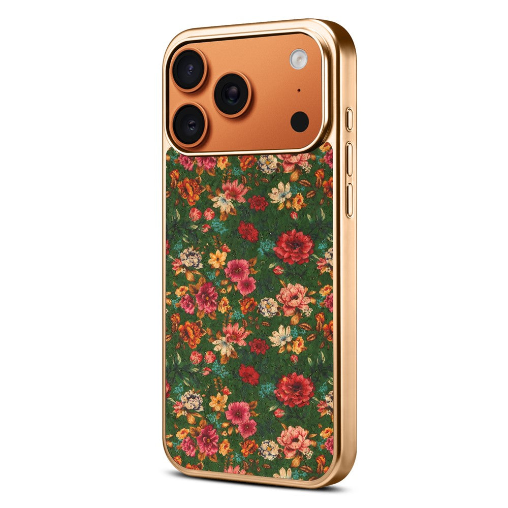 For iPhone 17 Pro Magnetic Case Floral Pattern PU Leather Coated PC+TPU Shockproof Cover