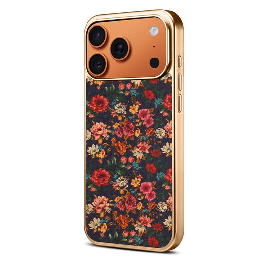 For iPhone 17 Pro Magnetic Case Floral Pattern PU Leather Coated PC+TPU Shockproof Cover