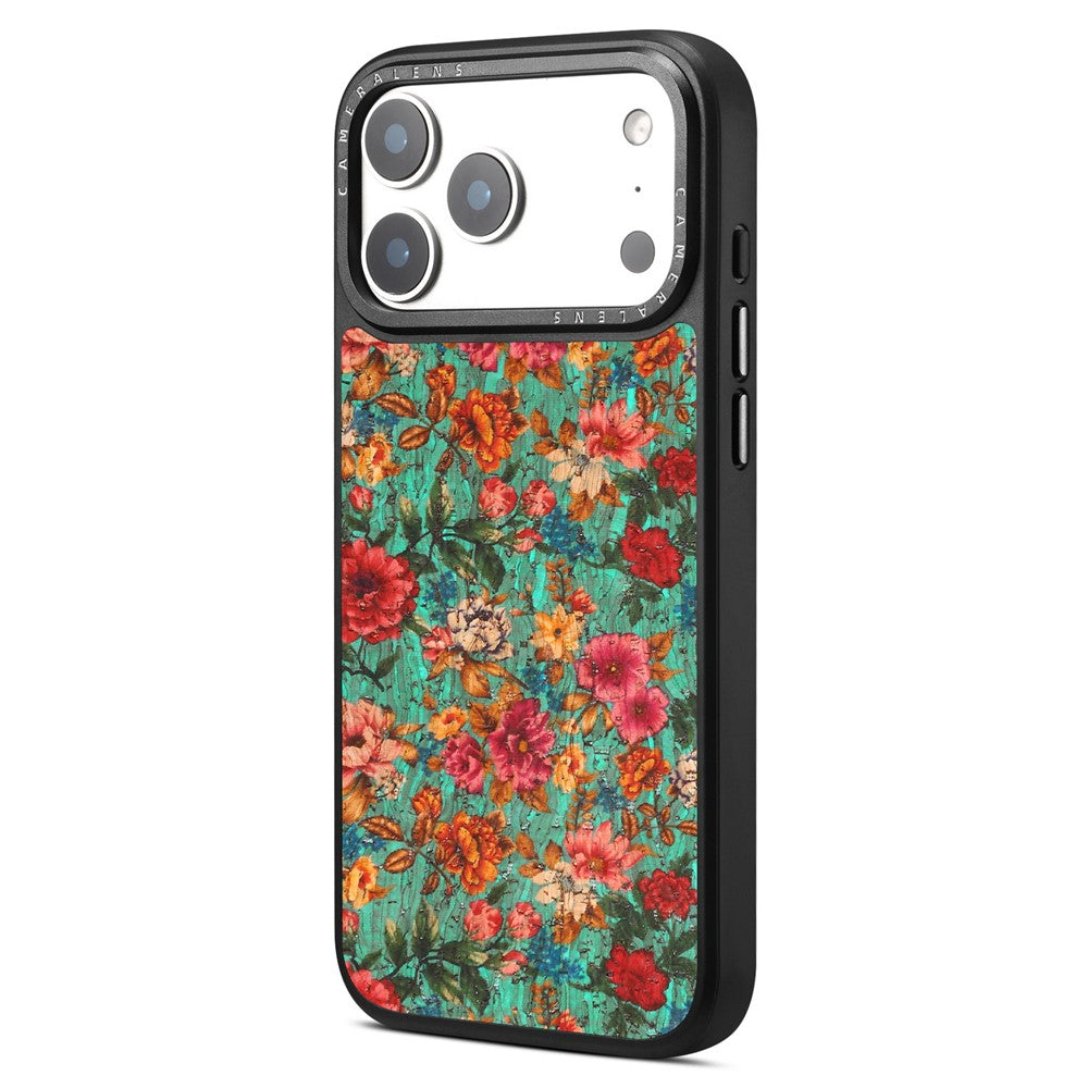 For iPhone 17 Pro Magnetic Case Floral Pattern PU Leather PC TPU Shockproof Cover