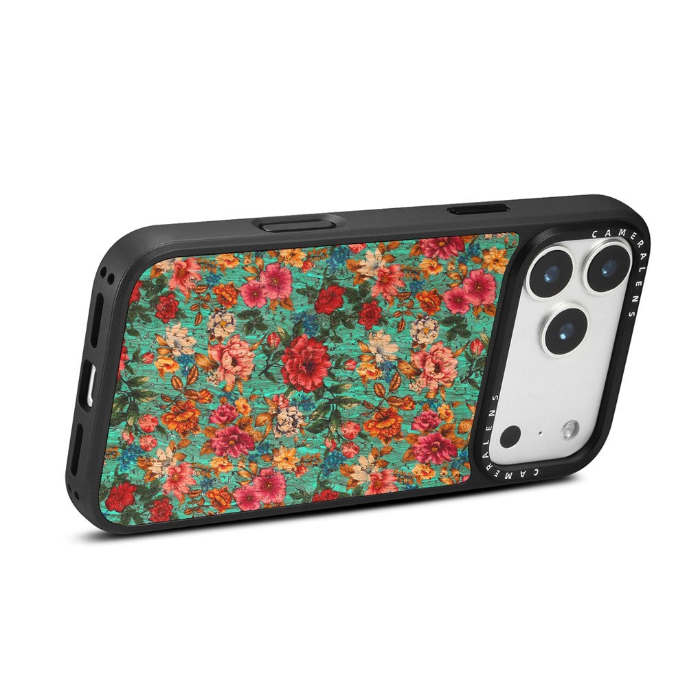For iPhone 17 Pro Magnetic Case Floral Pattern PU Leather PC TPU Shockproof Cover