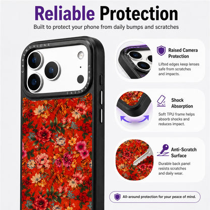For iPhone 17 Pro Magnetic Case Floral Pattern PU Leather PC TPU Shockproof Cover