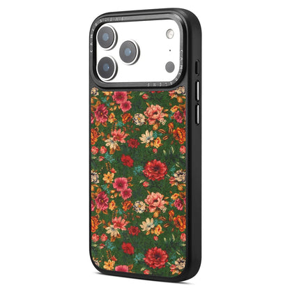 For iPhone 17 Pro Magnetic Case Floral Pattern PU Leather PC TPU Shockproof Cover