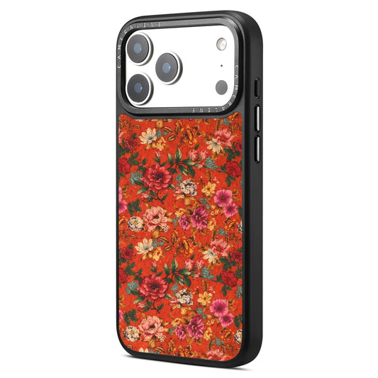 For iPhone 17 Pro Magnetic Case Floral Pattern PU Leather PC TPU Shockproof Cover