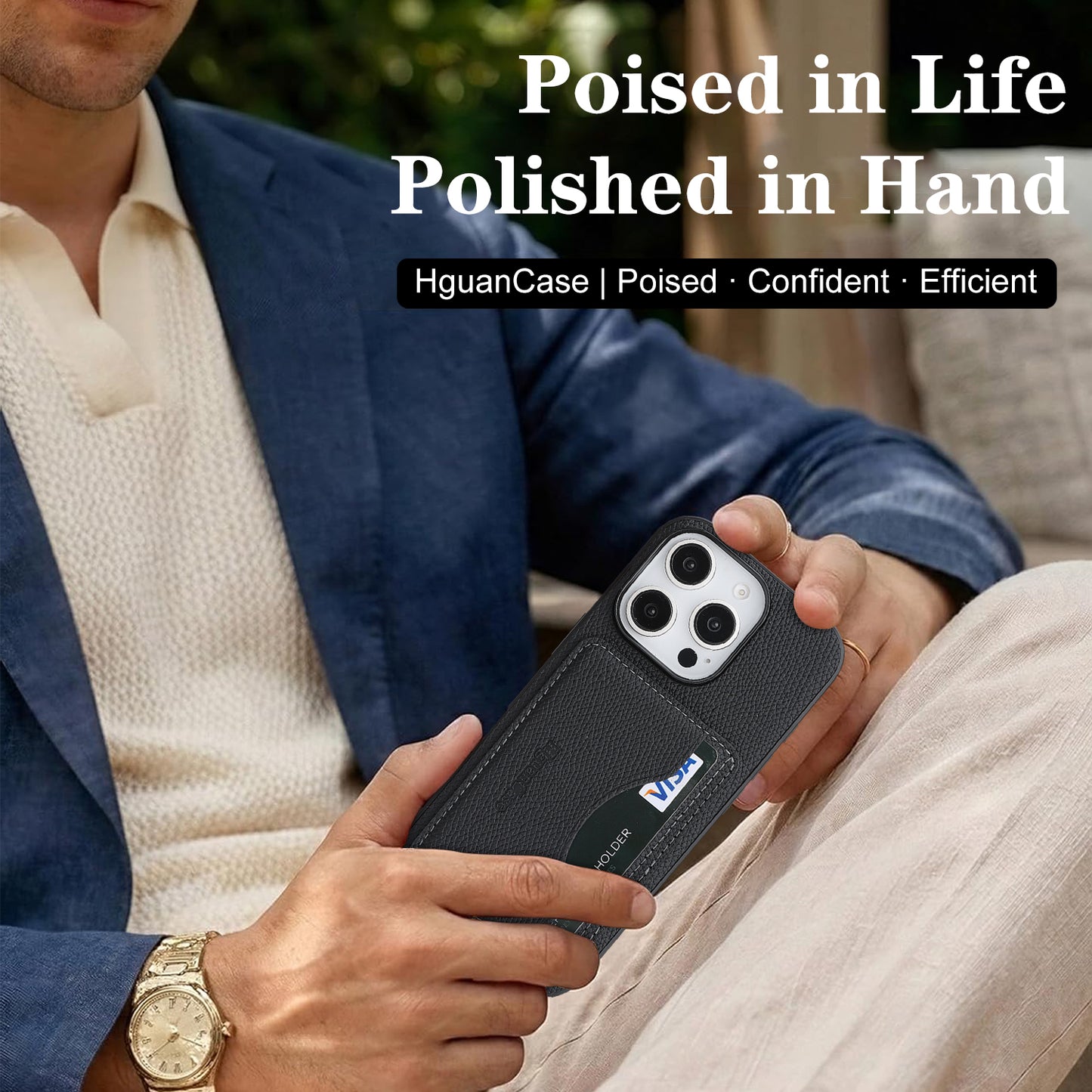 For iPhone 16 Pro Max HGUANCASE Case Vintage Leather TPU Phone Cover with Magnetic Card Holder Kickstand