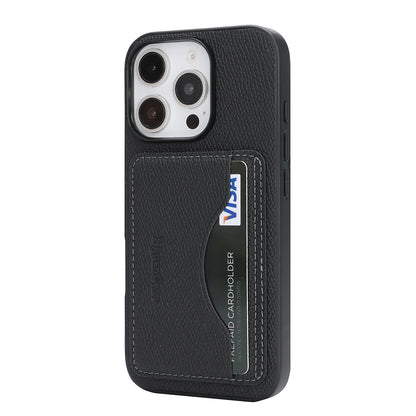 For iPhone 16 Pro Max HGUANCASE Case Vintage Leather TPU Phone Cover with Magnetic Card Holder Kickstand