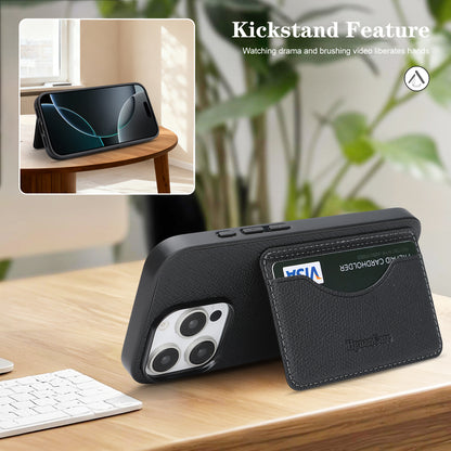 For iPhone 16 Pro Max HGUANCASE Case Vintage Leather TPU Phone Cover with Magnetic Card Holder Kickstand