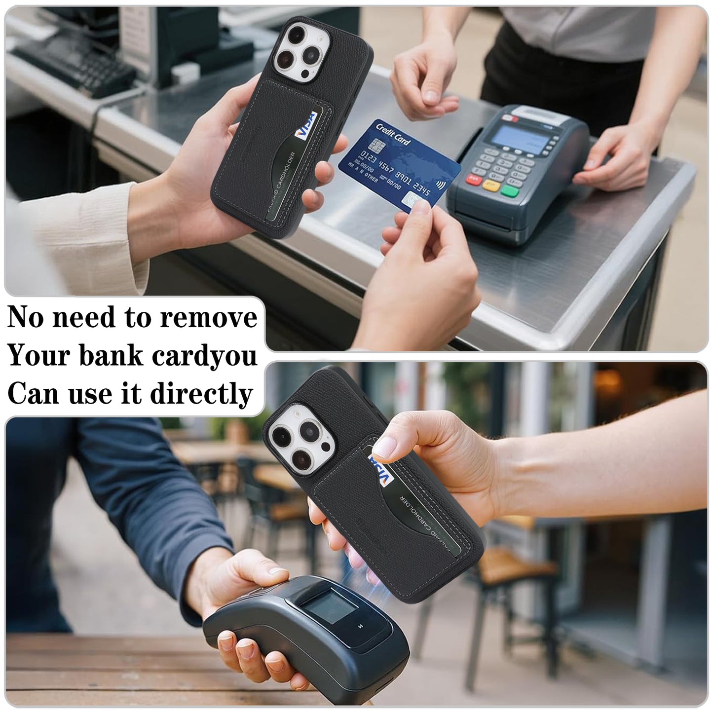 For iPhone 16 Pro Max HGUANCASE Case Vintage Leather TPU Phone Cover with Magnetic Card Holder Kickstand