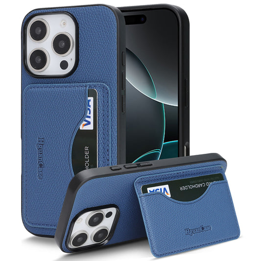 For iPhone 16 Pro Max HGUANCASE Case Vintage Leather TPU Phone Cover with Magnetic Card Holder Kickstand
