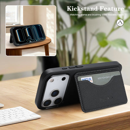 For iPhone 17 Pro HGUANCASE Case Vintage Leather TPU Phone Cover with Magnetic Card Holder Kickstand