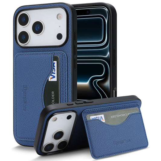 For iPhone 17 Pro HGUANCASE Case Vintage Leather TPU Phone Cover with Magnetic Card Holder Kickstand