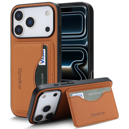For iPhone 17 Pro HGUANCASE Case Vintage Leather TPU Phone Cover with Magnetic Card Holder Kickstand