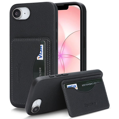 For iPhone 16e / iPhone 17e HGUANCASE Case Vintage Leather TPU Phone Cover with Magnetic Card Holder Kickstand