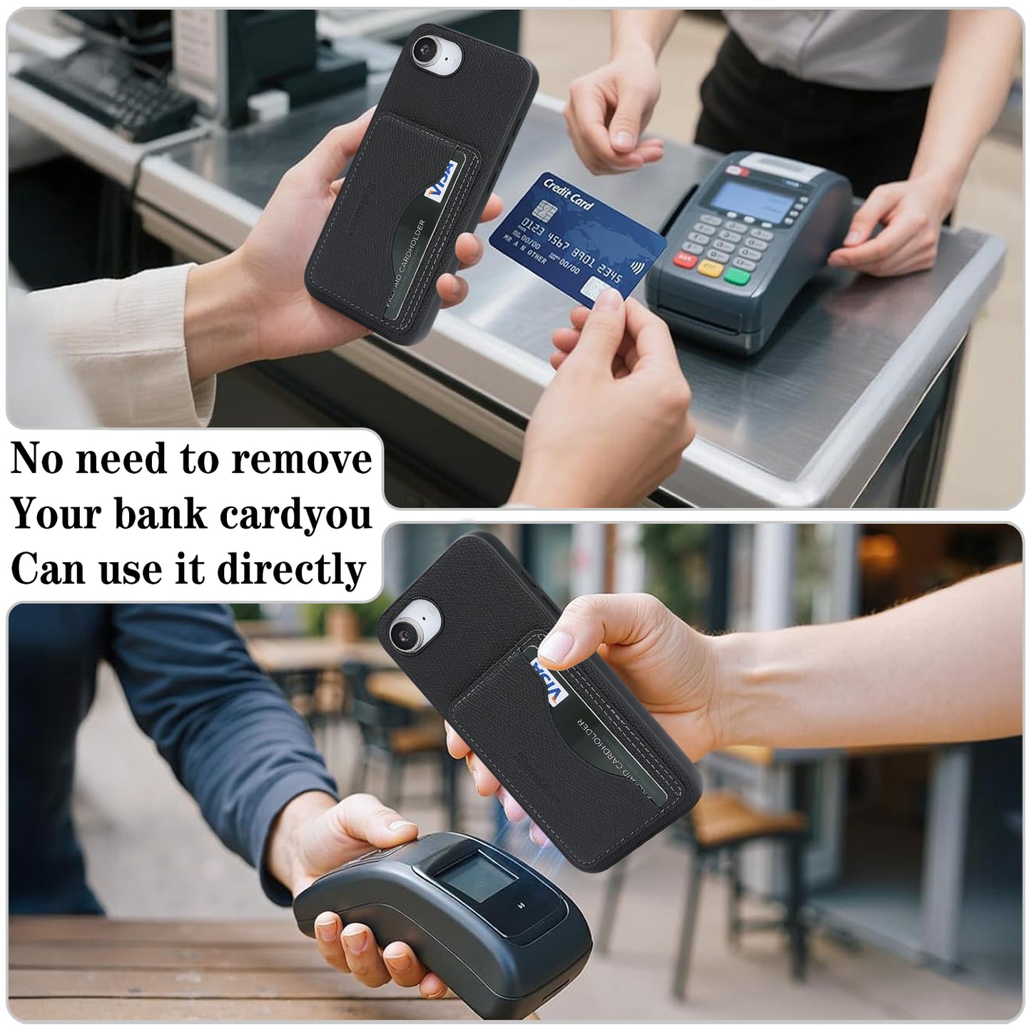 For iPhone 16e / iPhone 17e HGUANCASE Case Vintage Leather TPU Phone Cover with Magnetic Card Holder Kickstand