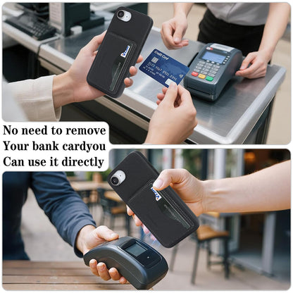 For iPhone 16e / iPhone 17e HGUANCASE Case Vintage Leather TPU Phone Cover with Magnetic Card Holder Kickstand