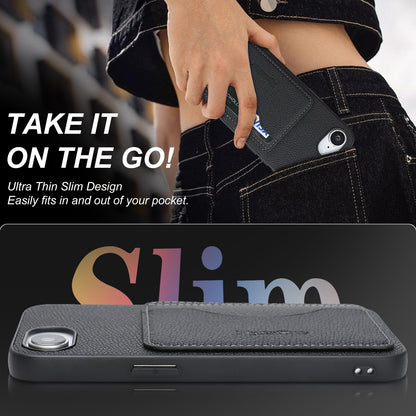 For iPhone 16e / iPhone 17e HGUANCASE Case Vintage Leather TPU Phone Cover with Magnetic Card Holder Kickstand