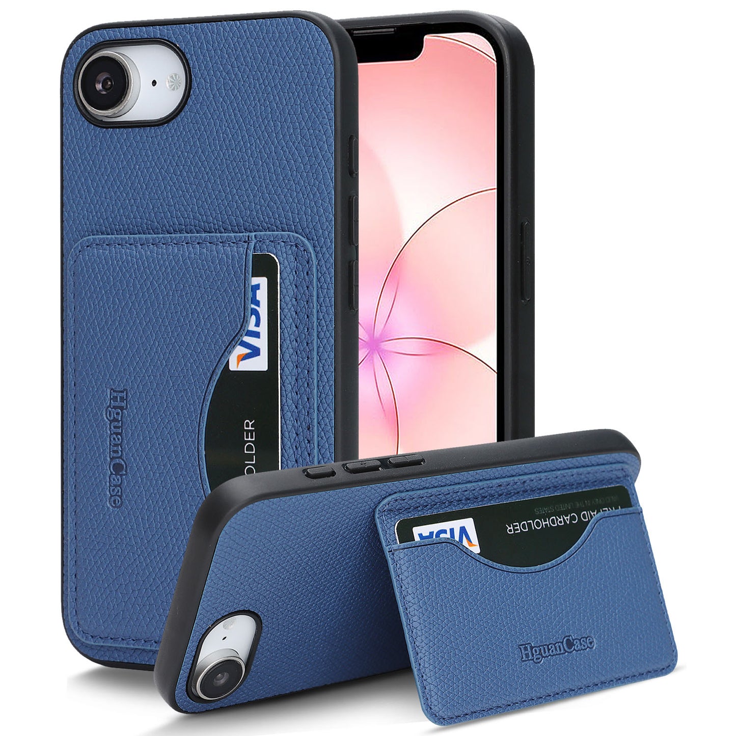 For iPhone 16e / iPhone 17e HGUANCASE Case Vintage Leather TPU Phone Cover with Magnetic Card Holder Kickstand
