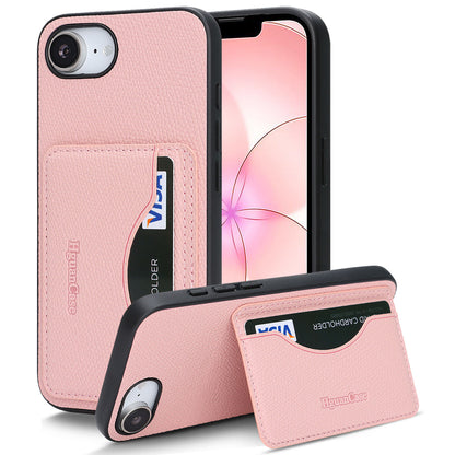For iPhone 16e / iPhone 17e HGUANCASE Case Vintage Leather TPU Phone Cover with Magnetic Card Holder Kickstand