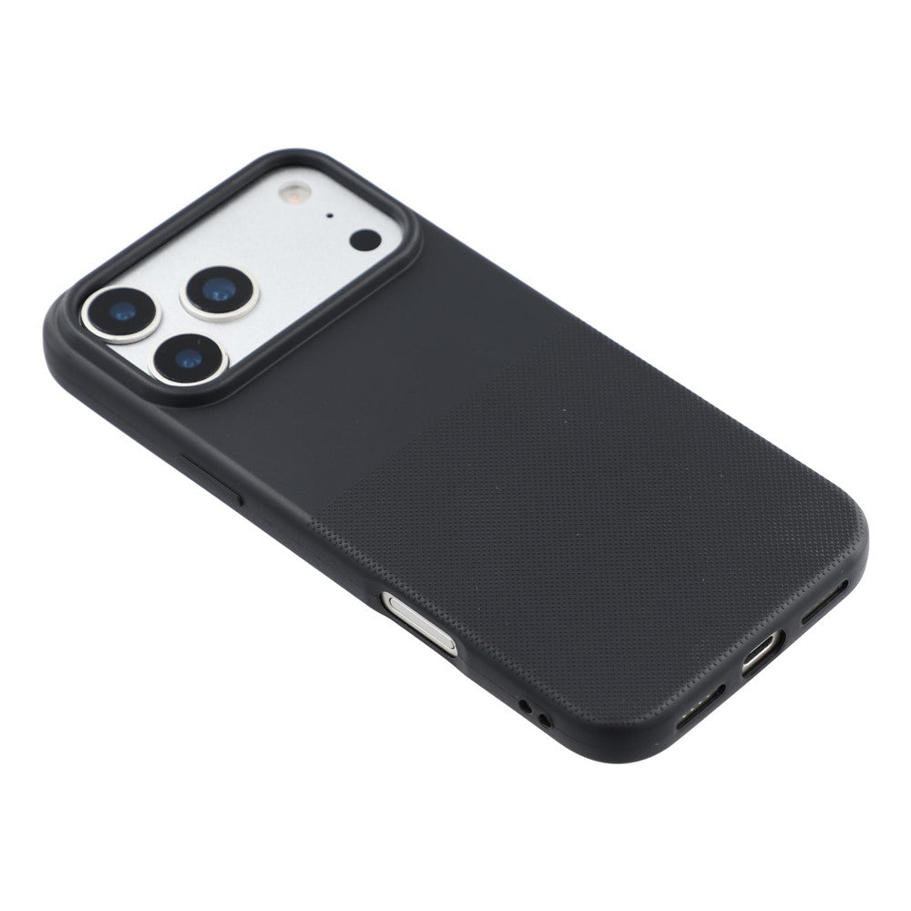 For iPhone 17 Pro Phone Case Dotted Texture Fiber Lining TPU Shockproof Cover  (Big Lens Hole)