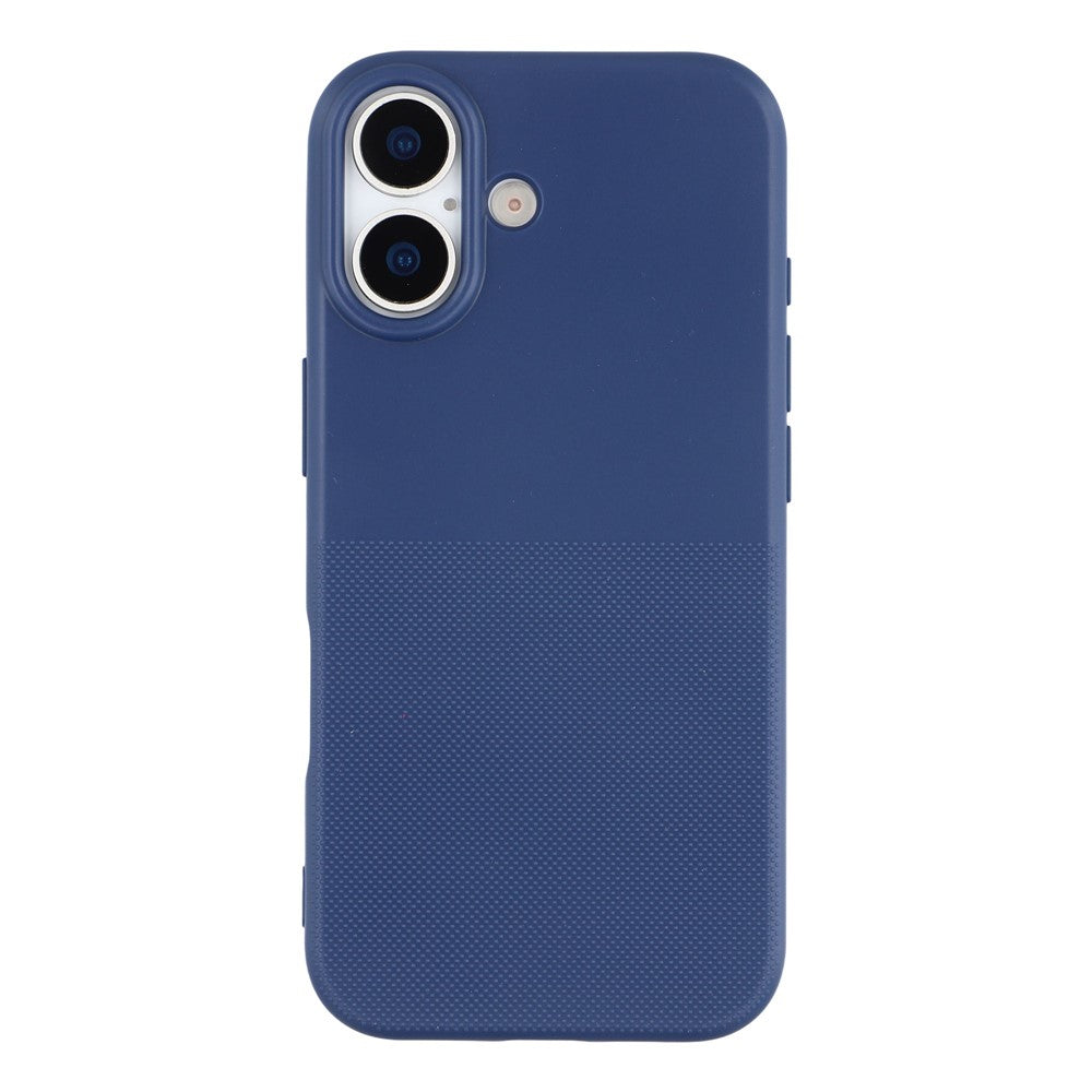 For iPhone 16 Phone Case Dotted Texture Fiber Lining TPU Shockproof Cover  (Big Lens Hole)
