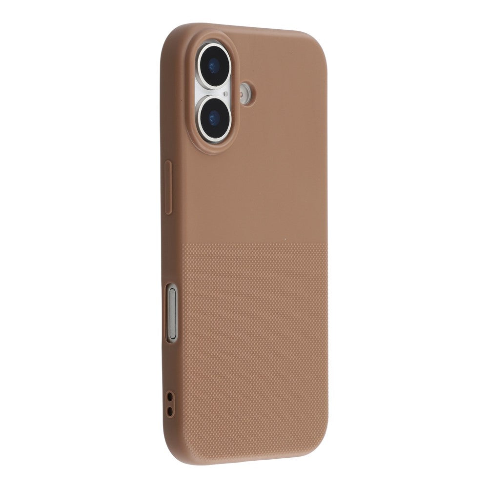 For iPhone 16 Phone Case Dotted Texture Fiber Lining TPU Shockproof Cover  (Big Lens Hole)